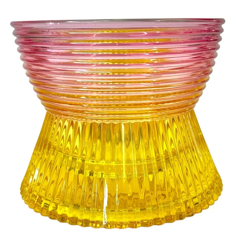 WHITE BARN Faceted Glass 3 Wick Candle Pedestal Holder